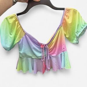 Sugar Thrillz Multicolor Puff Sleeve Blouse